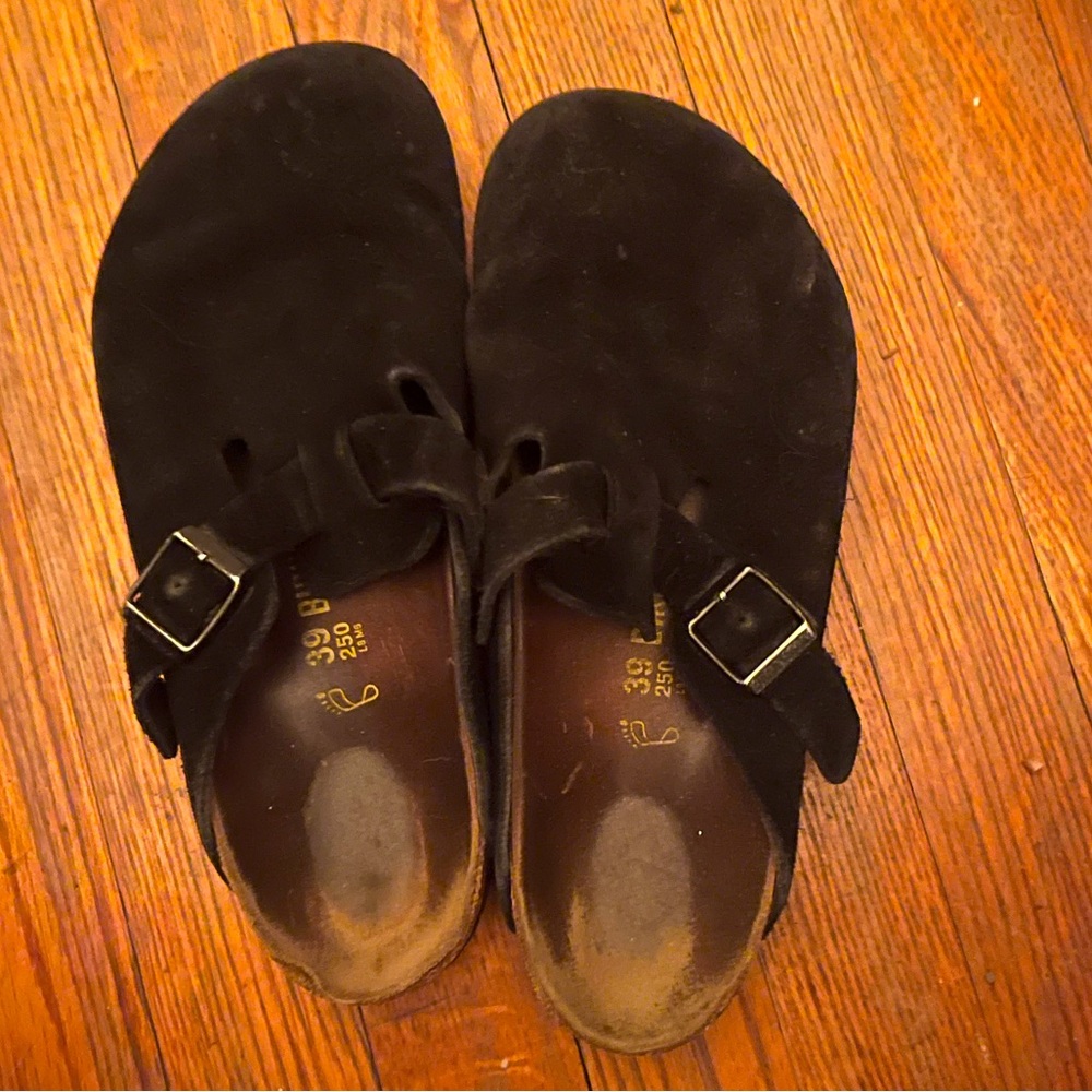 Slightly worn Birkenstock mules